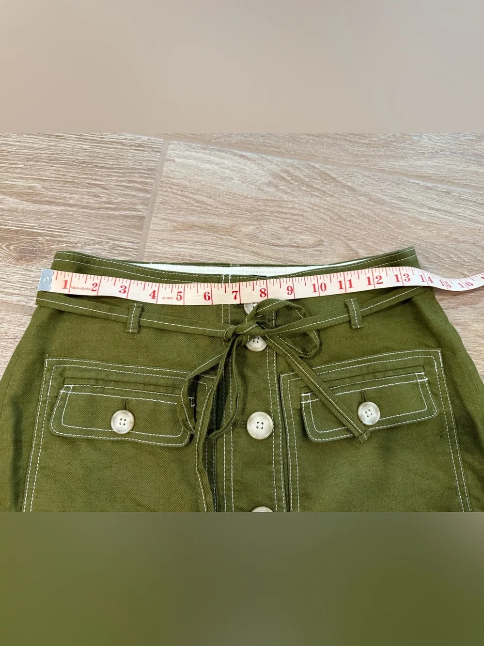 J. Crew Olive Green Button-Front Mini Skirt
